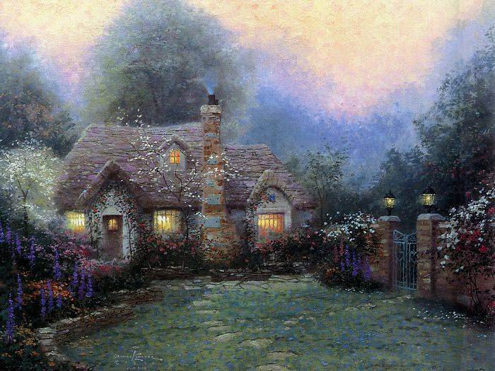 (image for) Handmade oil painting Copy paintings of famous artists Thomas Kinkade paintings, NO.37